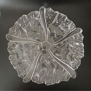 Mikasa Ice Flower Germany Glass Clear Glass Centerpiece Platter Vintage 9.5”